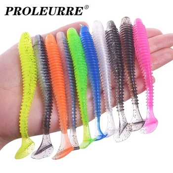 Proleurre minhoca de pesca iscas macias gabarito wobblers 5cm 7cm 9cm fácil brilho para carpa baixo artificial cores duplas silicone swimbait