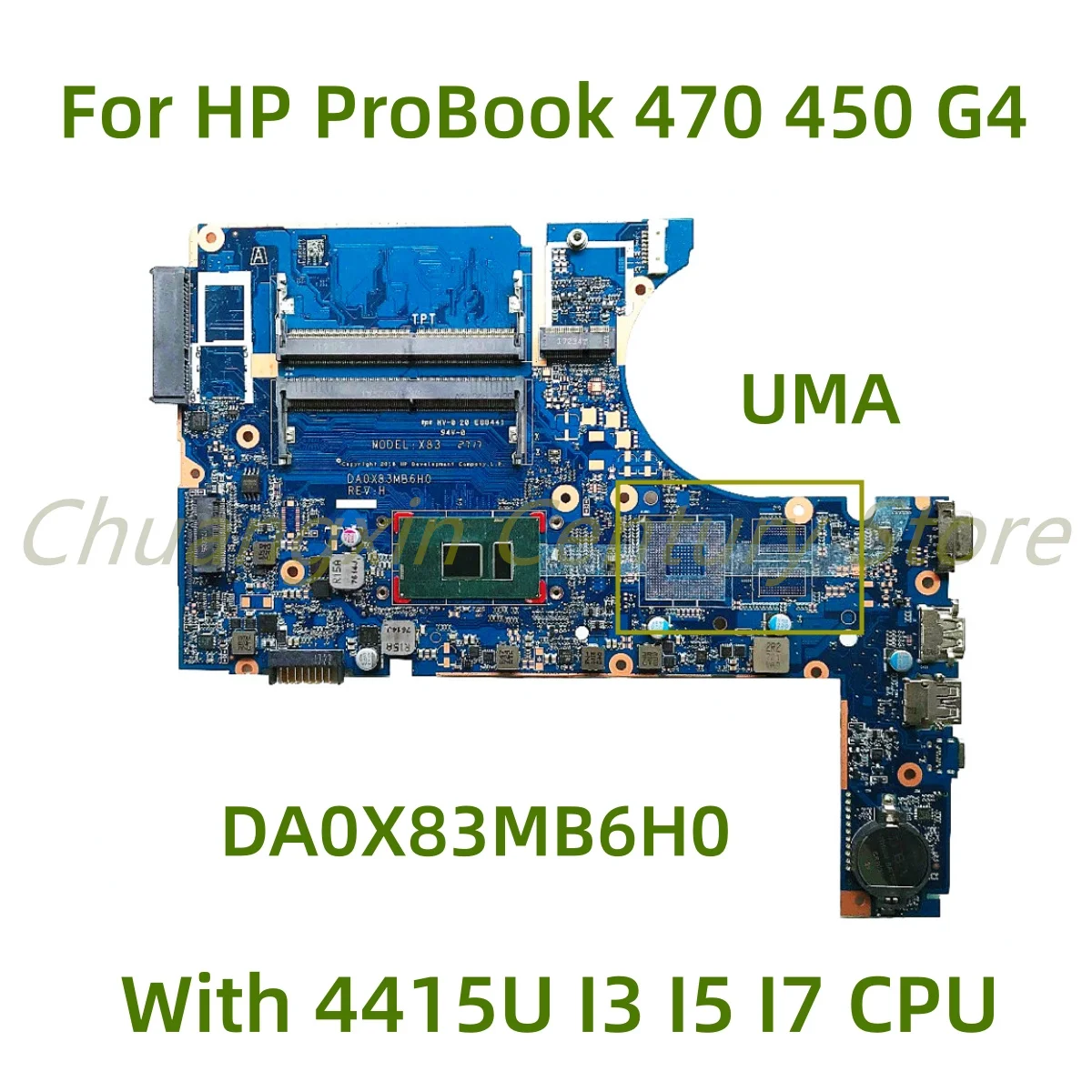 

Подходит для материнской платы ноутбука HP ProBook 470 450 G4 DA0X83MB6H0 с процессором 4415U I3 I5 I7 UMA, 100% протестировано, полностью работает