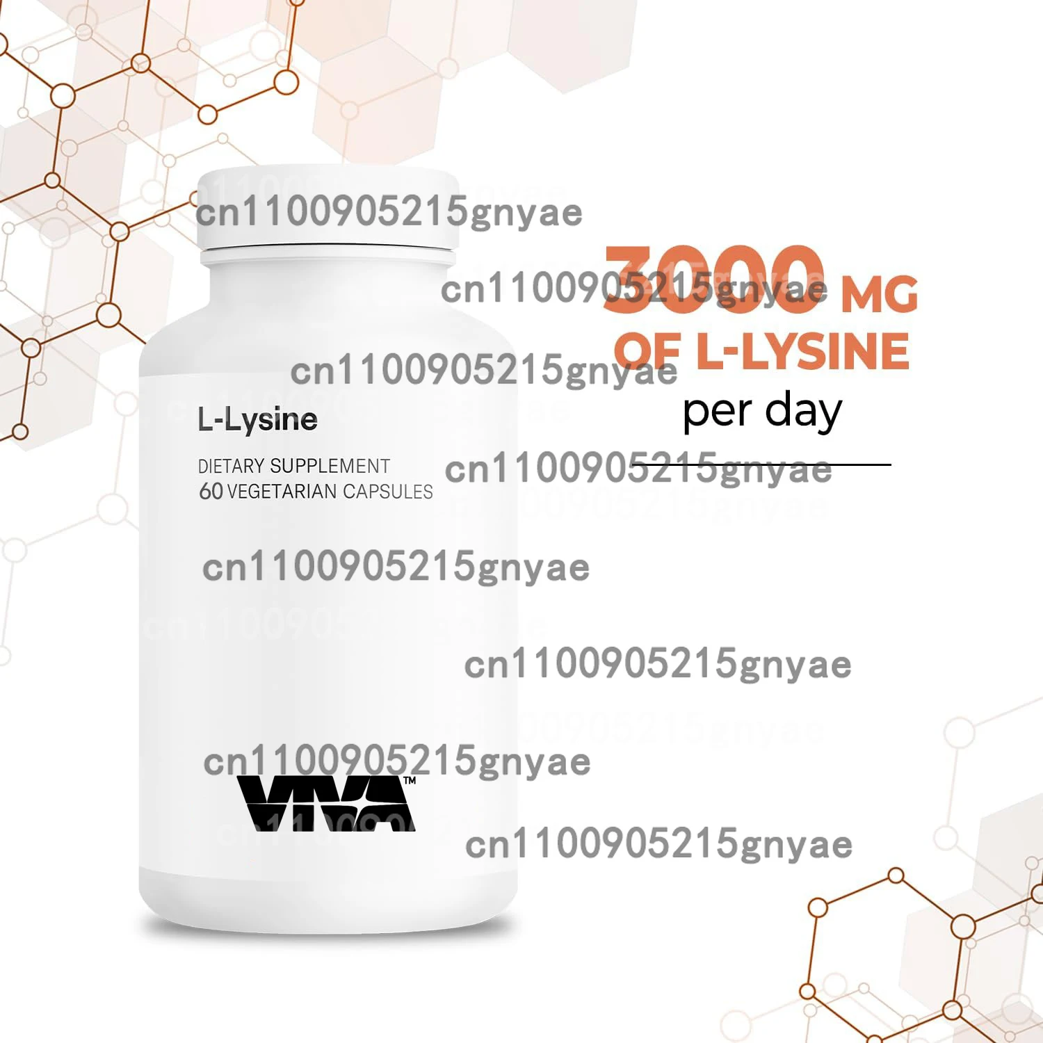 

L-lysine 500mg Per Capsule (60 Vegetarian Capsules) - No Stearate - No Filler - No Flowable Agent
