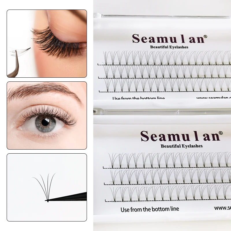 3 Rows/Tray 60 Fans Premade Russian Volume Long Stem Eyelash Extensions Wide Fans 3D 4D 5D 10D Faux Mink Lashes Wholesale