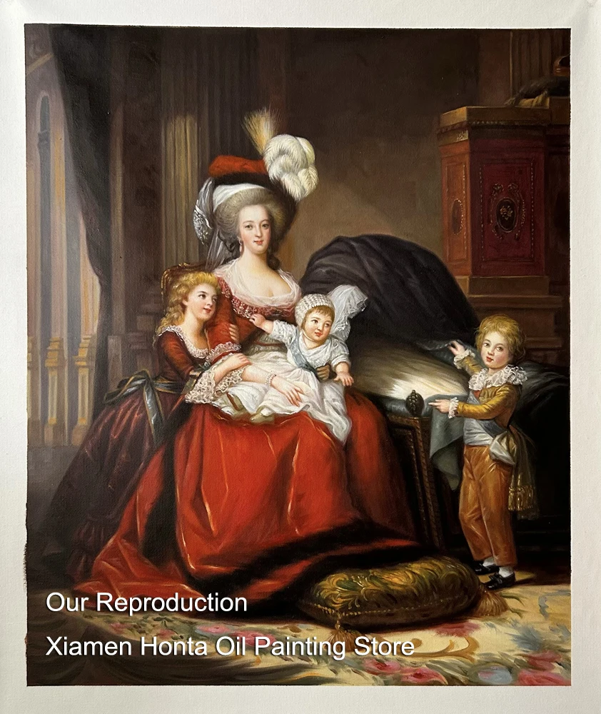 Oil Painting, marie-antoinette-and-her-children-1787 by Louise Elisabeth Vigee Le Brun,Canvas oil reproduction,100% handmade