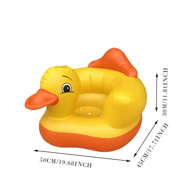 new Blow Up Baby Seat Waterproof Cute Yellow Duck Inflatable Seat Baby Sitting Support Ergonomic Back Support Breathable Cushion