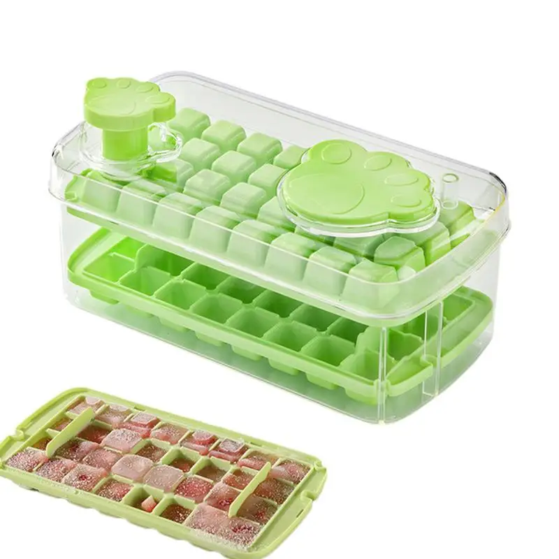 Ice Cube Trays For Freezer Easy Release Ice Cube Maker 32 Cavity Leak Proof Cat Paw Press Type Ice Tray For Chilled Drinks