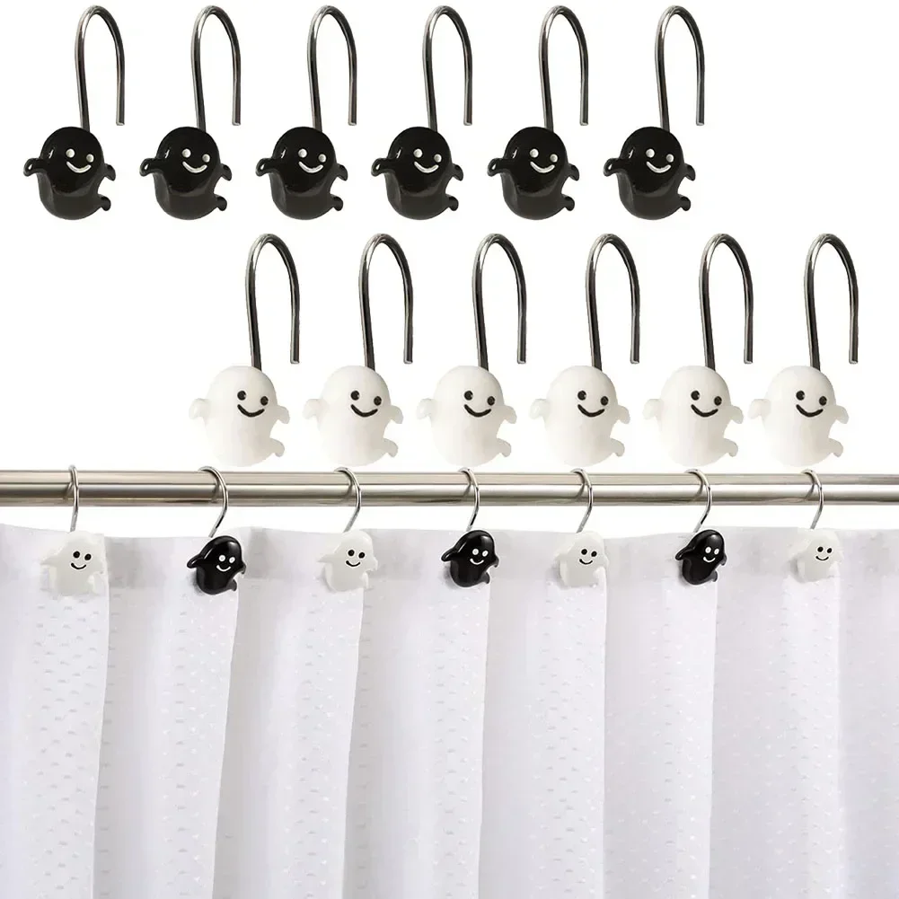 12pcs Stainless Steel S Shape Halloween Shower Curtain Hooks Kitchen-= Hanger Kitchen Door -==Curtain HooksBathroomAccessories