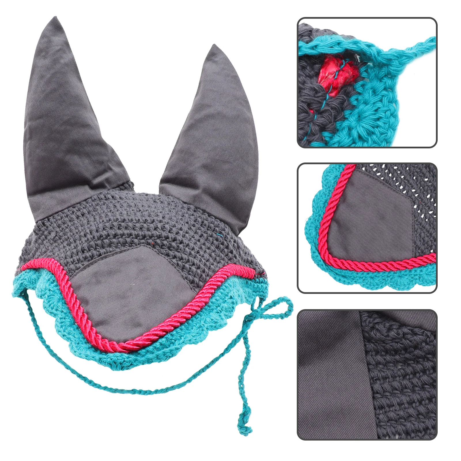 

Elastic Knitting Horse Mask Comfortable Crochet Ear Bonnet For Skin-Friendly Breathable Eye Protection Outdoor Decorative