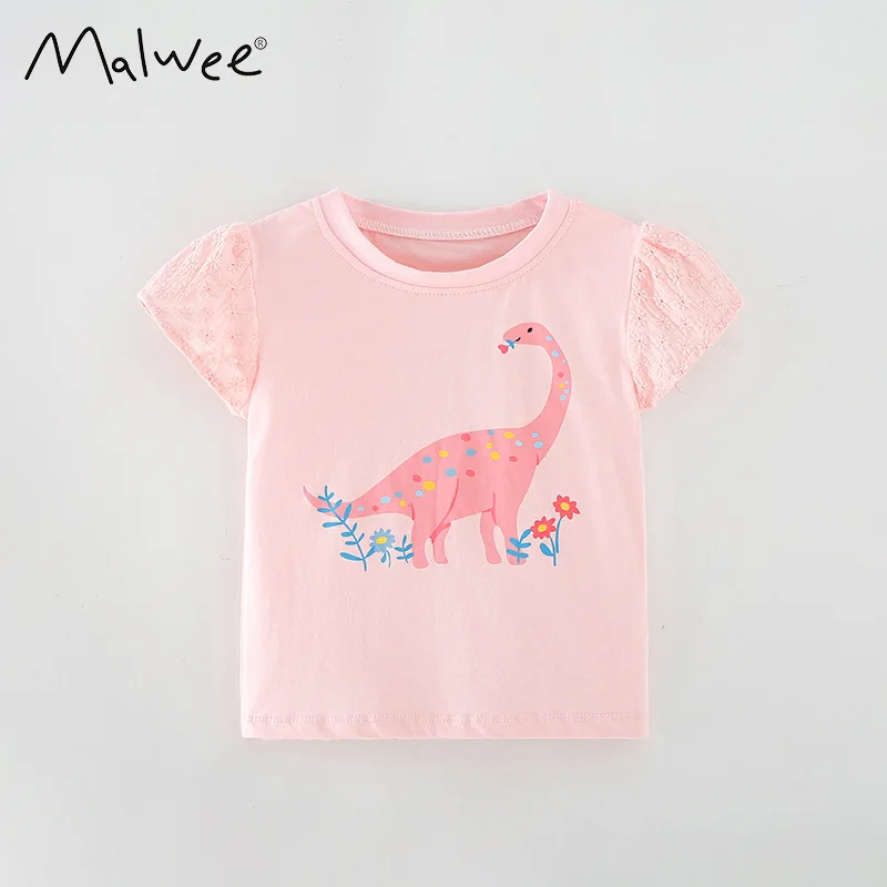 

Girls T-shirt Children 2024 New Spring and Summer Pink Cartoon Top Simple Casual Clothes Korean Sweet Style Children T-shirt