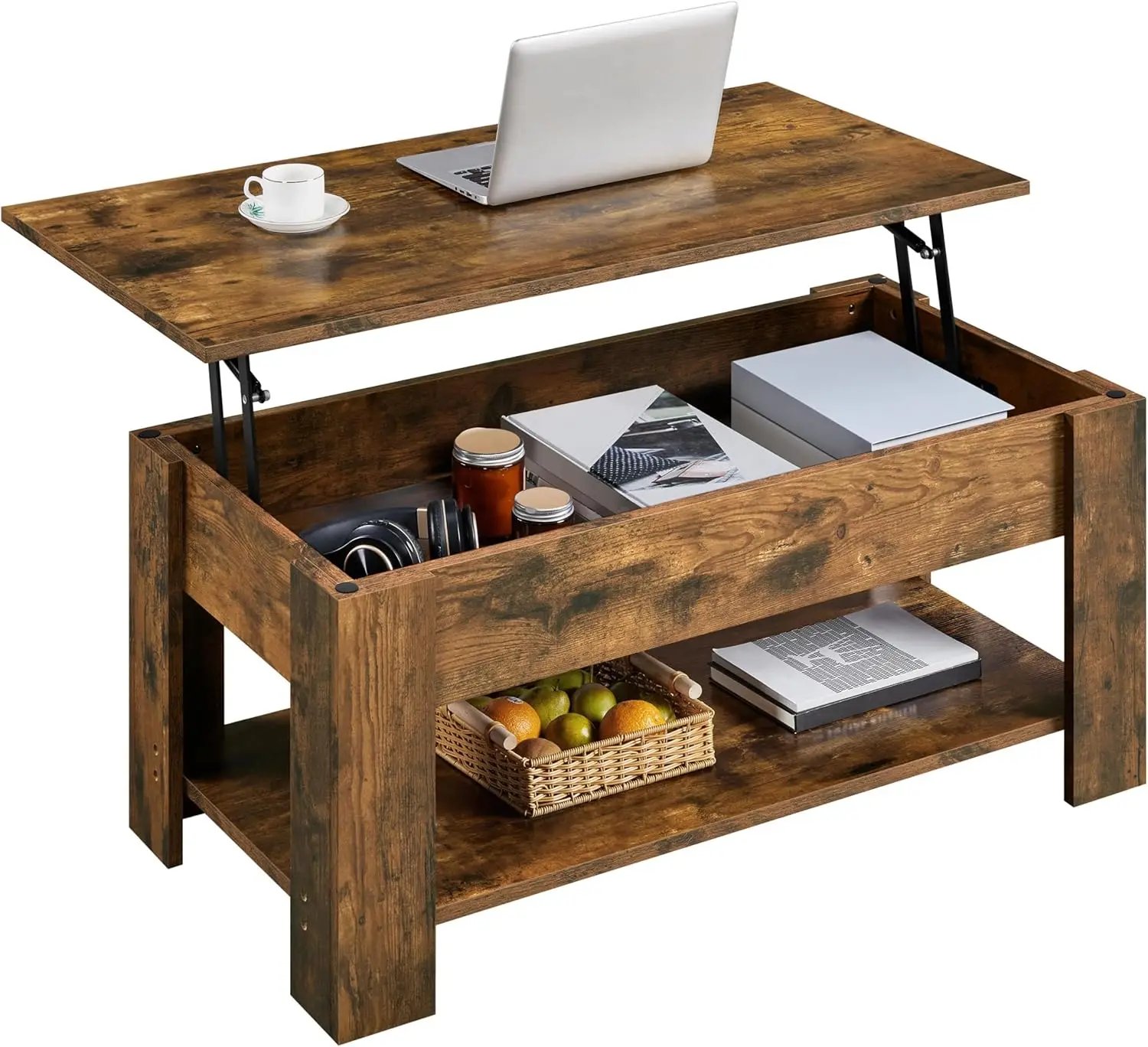 Coffee Table, 47.5in Lift top Coffee Table with Hidden Compartment and Storage Shelf, Lift Tabletop Dining Table