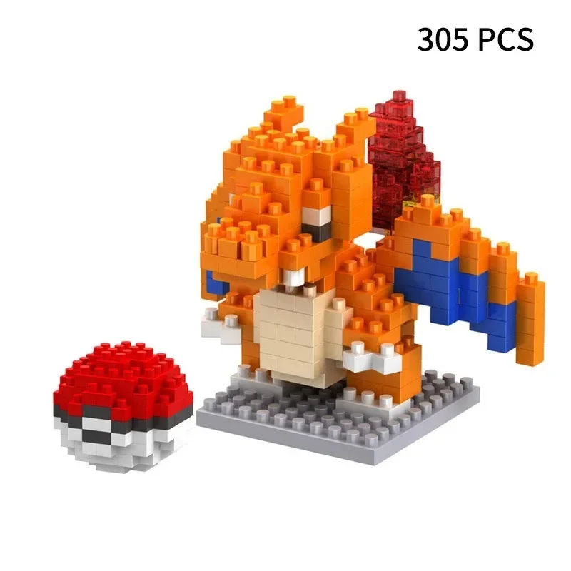 61 Style Blocks Small Cartoon Mini Building Block Pikachu Charizard Eevee Mewtwo Anime Assemble Action Pokemon Model Dolls Toys