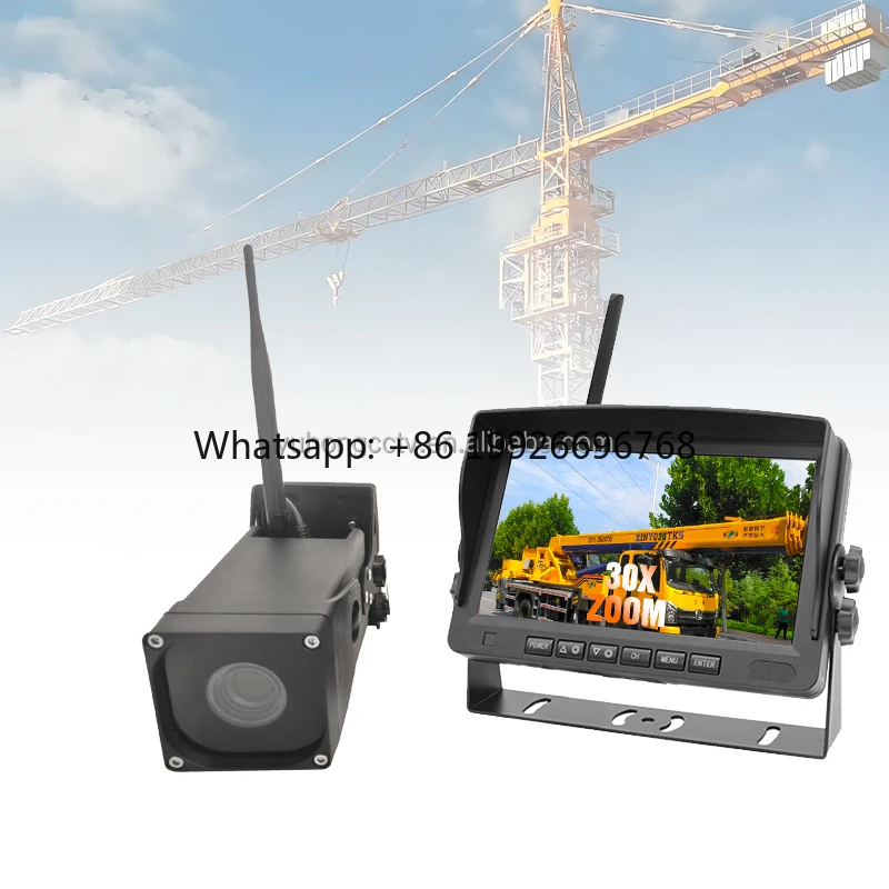 10 Inch Tower Crane Safety Camera System Wireless Monitor for 30X Optical Zoom & Night Vision for Blind Spot Detection