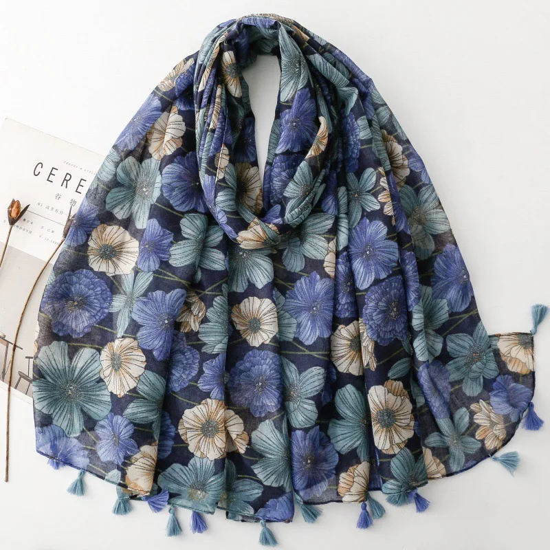 2026 Весенняя мода Ретро Вискозные шали с кисточками в стиле ретро, женский шарф высокого качества, мягкий хиджаб и накидка, мусульманский Sjaal 180*90 см