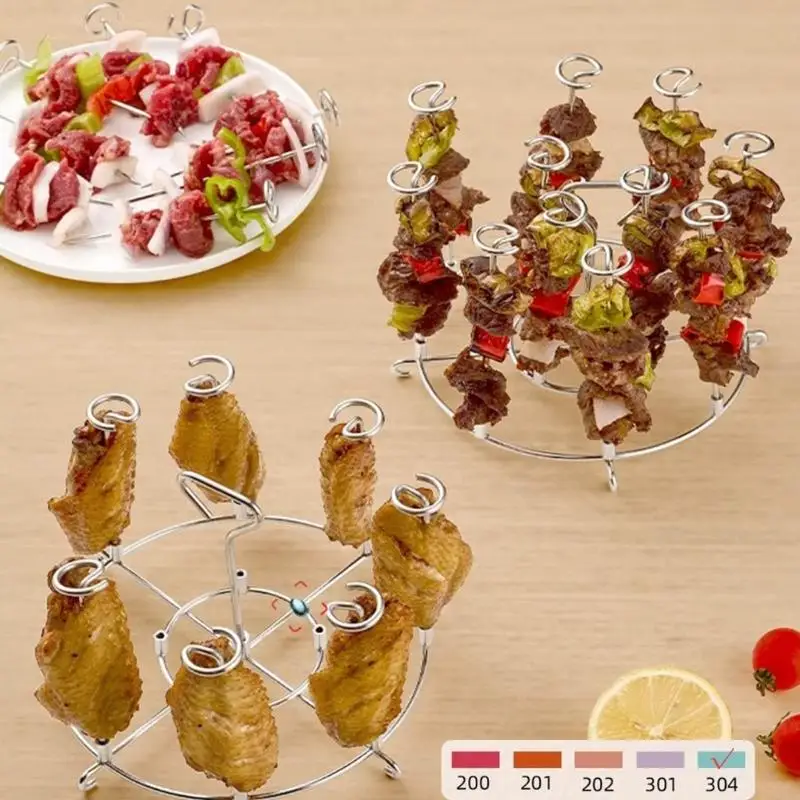 Vertical Skewer Rack for Air Fryers Stainless Steel Grill Kitchen Accessories Q5WC
