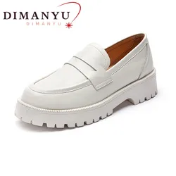 DIMANYU-mocasines de piel auténtica para mujer, zapatos de suela gruesa, estilo universitario, a la moda, para primavera, 2024
