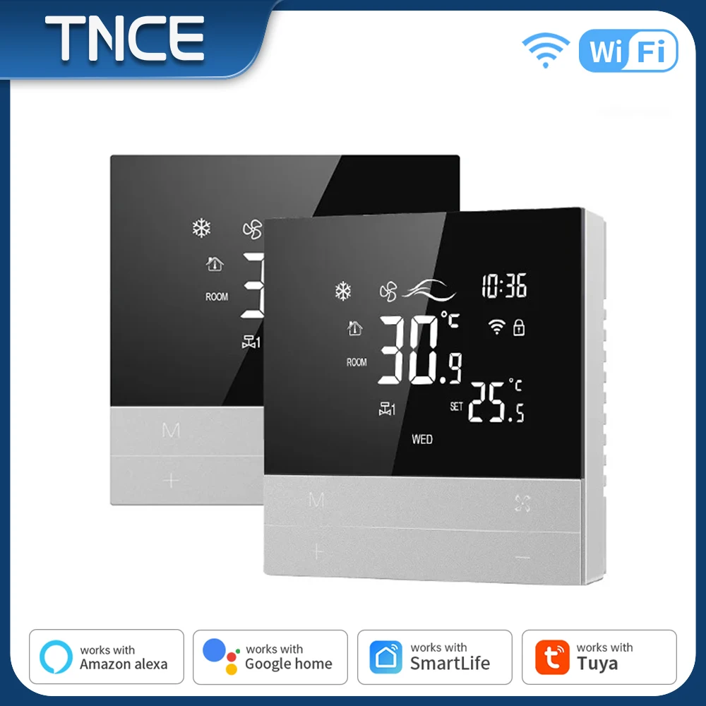 TNCE Tuya Wifi Smart Central Air Conditioning Thermostat Smart Cooling valve 3 Speed Coil Unit Work With Alexa Google Home