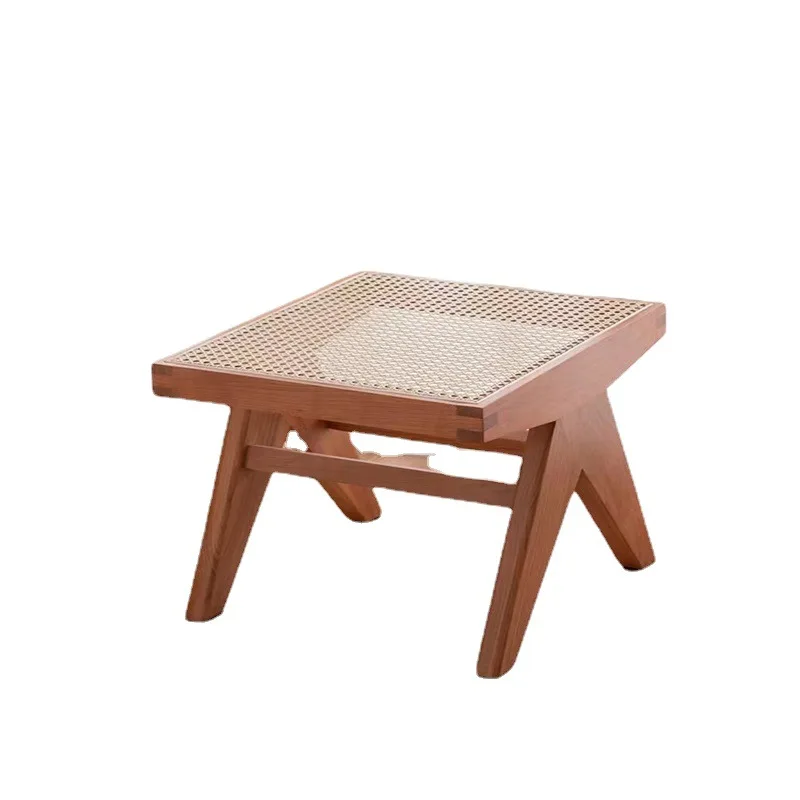 

Nordic shoe changing stool Home dining room Living room Outdoor strip Simple design Hotel coffee rattan solid wood bench