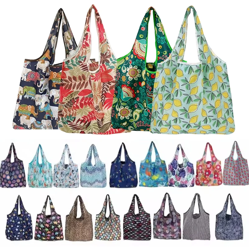 Reusable Zip Bag - 5 Stück faltbare Tragetaschen mit zufälligen