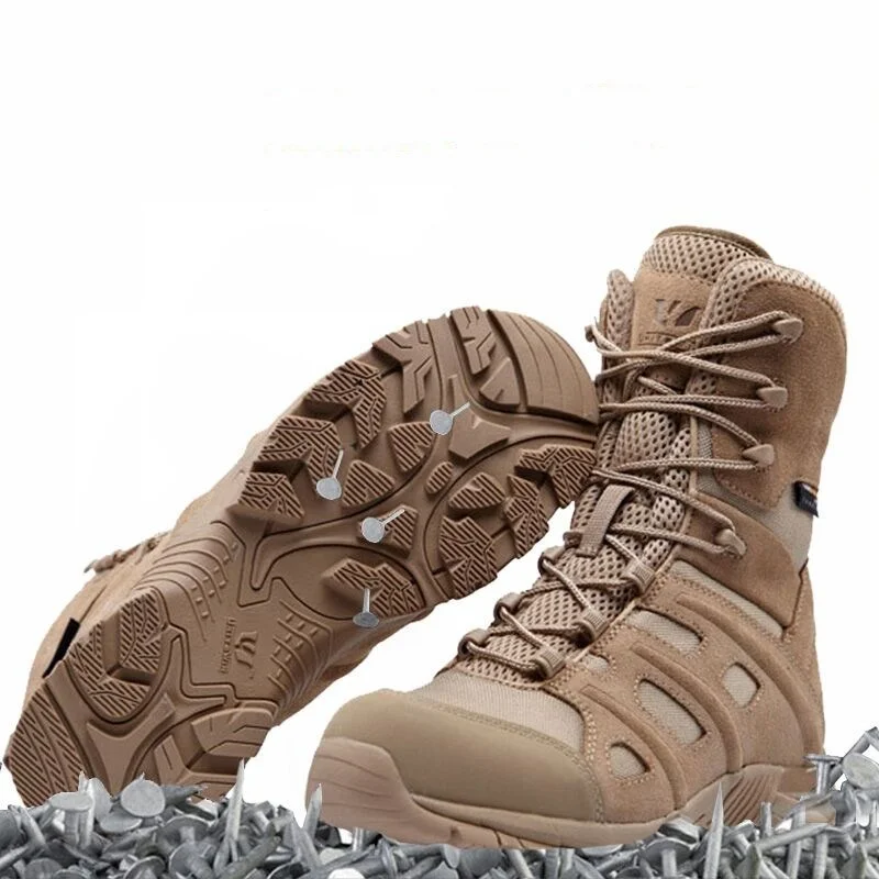 

EU 36-45 Men Tactial High Tube Leather Desert Boot Female Anti-pierce Breathable Military Outdoor Climbing Trekking Hiking Shoes