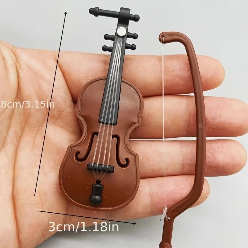 Mini Violin Prop Wooden Musical Instrument Decoration Handmade Desktop Violin for Dollhouse Miniatures and Home Decor