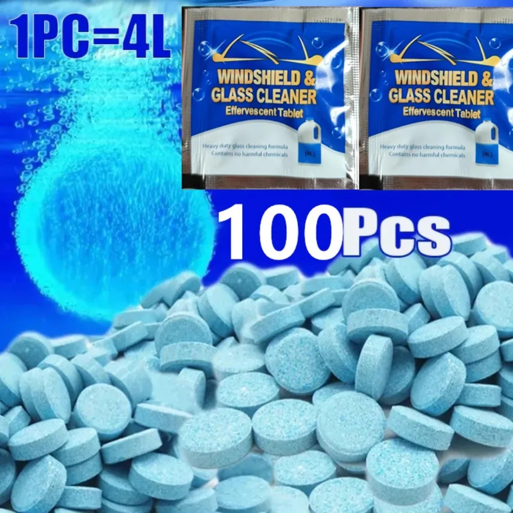 100/10pc Solid Cleaner Car Windscreen Cleaner Effervescent Tablet Auto Wiper Glass Solid Cleaning Concentrated Tablets Detergent