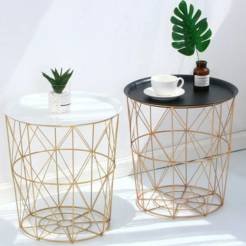 

-Новый скандинавский золотой железный металлический журнальный столик, корзина для хранения грязного чая, фруктовая закуска, сервисная тарелка, поднос, кровать, гостиная, диван, боковой