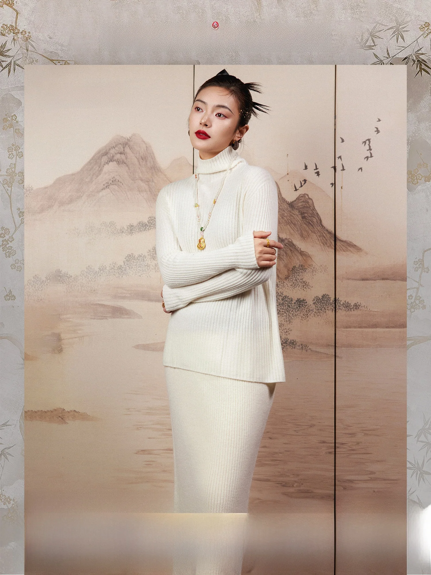 

Трикотажный топ Plusmall из высококачественной шерсти, осенне-зимний, эластичный, универсальный, стройнящий, повседневный, с длинными рукавами