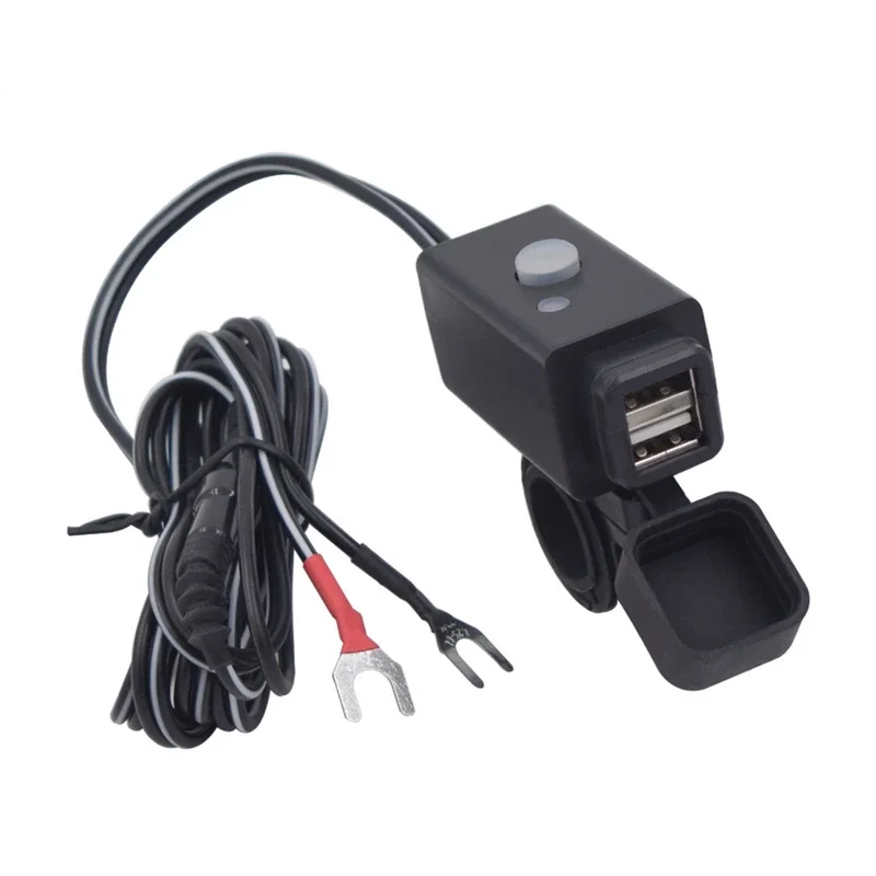 Dual USB Port 12V-24V Waterproof Offroad Motorbike Motorcycle Handlebar Charger Adapter Power Supply Socket For Phone GPS MP4