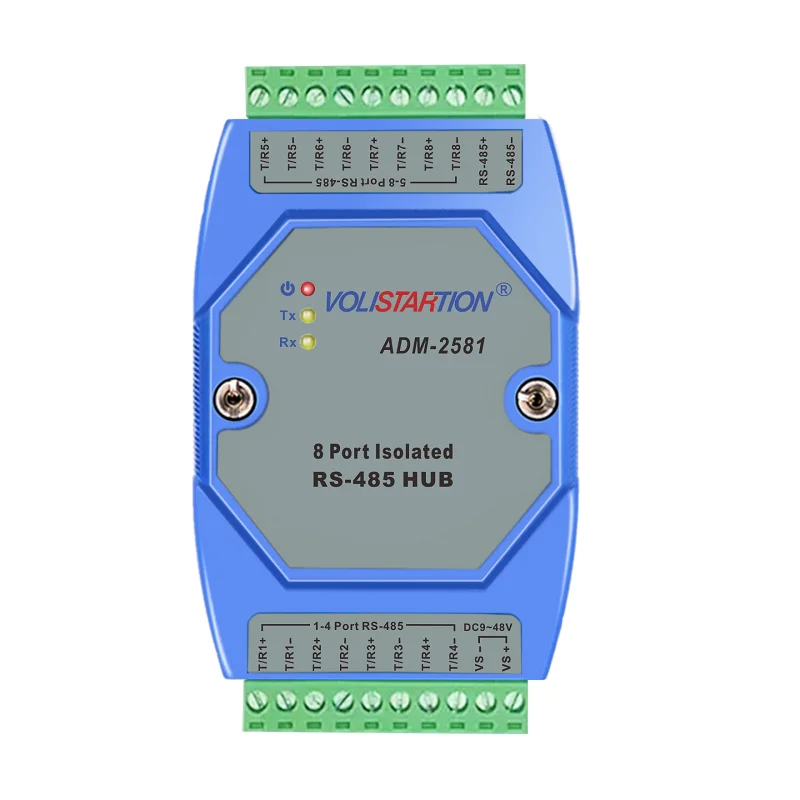 

Adm-251 Isolated Channel 45 Hub Port Rs45 Distributor 1 To 8 Sharer Repeater Industrial Grade Guide Rail