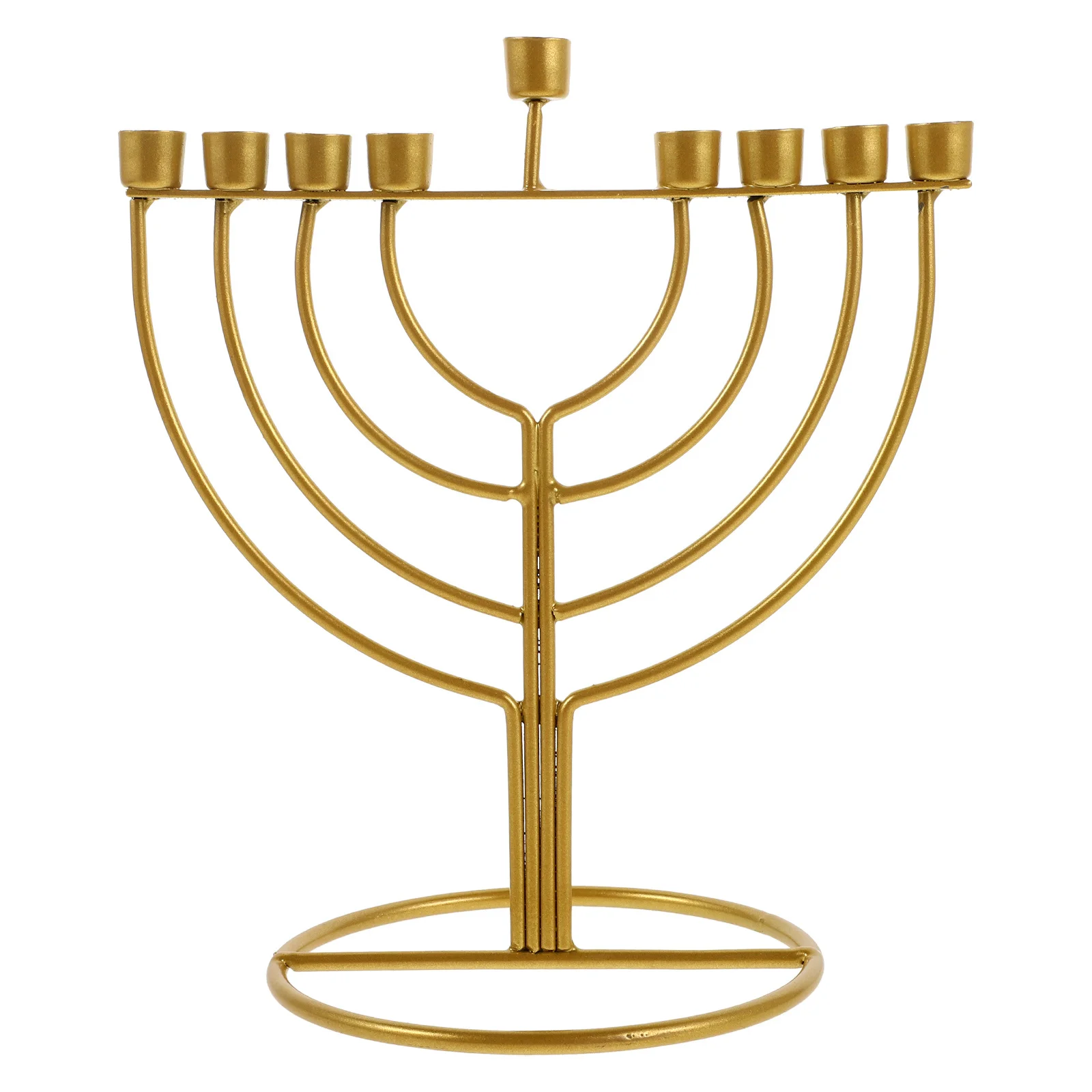 

Hanukkah Menorah Holder 9-Branch Alloy Pillar Stand Tabletop Vintage Candelabrum Festival Candlestick Decor