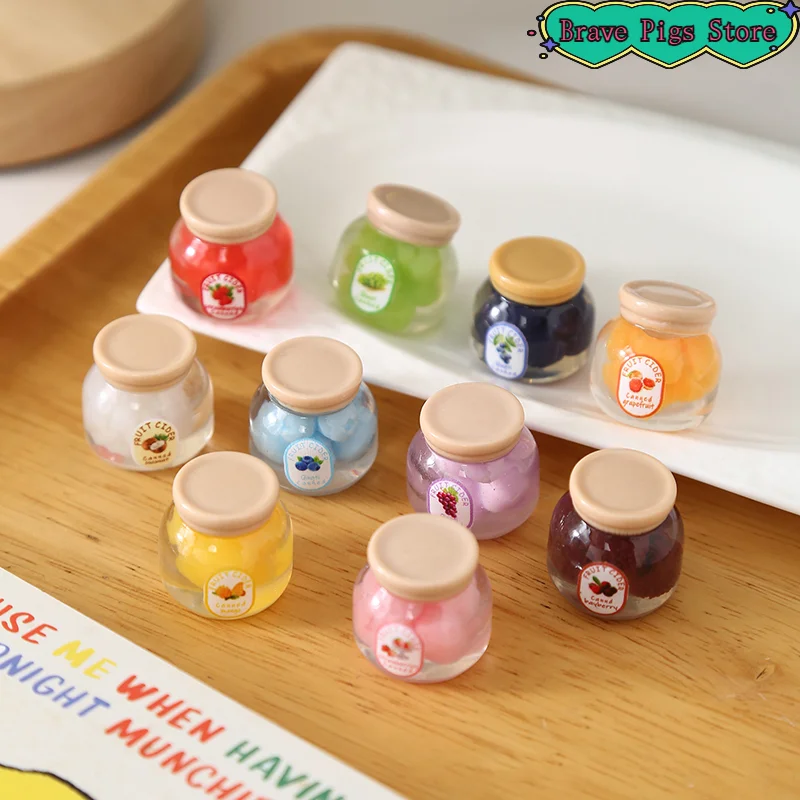 2pcs Random Simulation Fruit Candy Canned Jam Model Miniature Kitchen Decoration House Accessories Toy