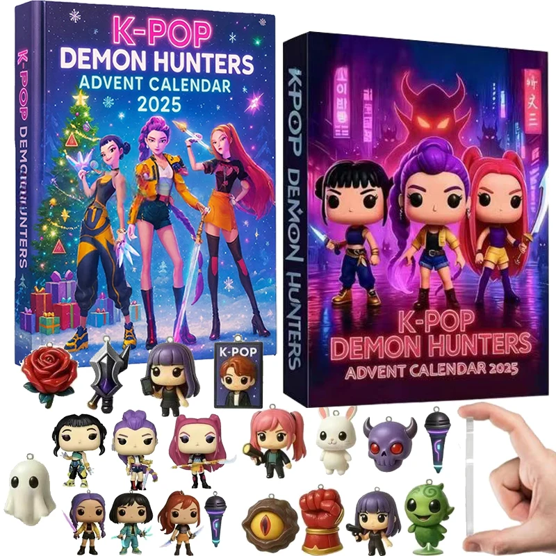 Neuer Demon Hunters Adventskalender, 24 Stück, Cartoon-K-Pop-Anime-Partygeschenke für Mädchen, Weihnachtsgeschenke, Babyparty-Kalender, Geschenk