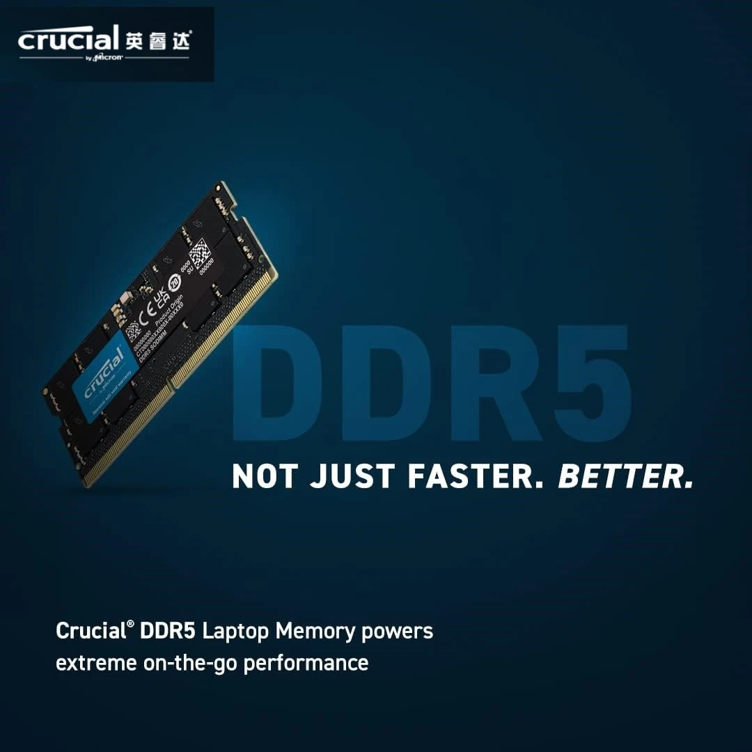 Crucial RAM 16GB / 2x16GB / 32GB / 2x32GB DDR5 5600MHz (or 5200MHz or 4800MHz) 262-Pin SO-DIMM 1.1V  CL46 Laptop Memory