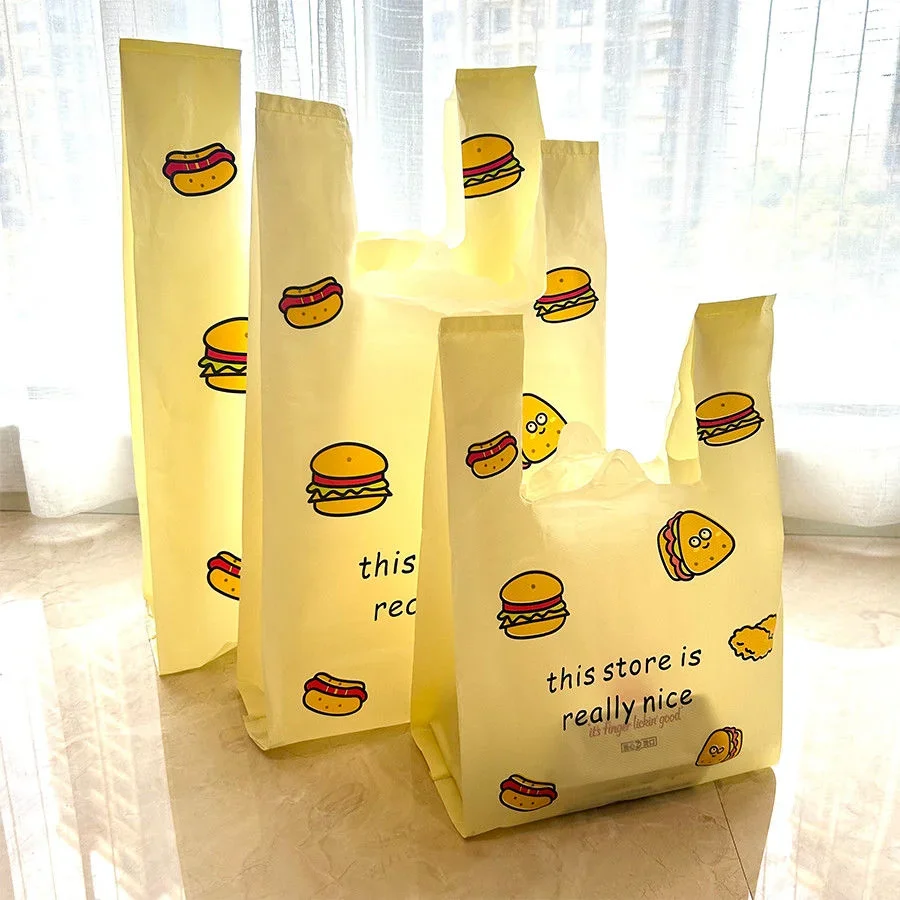 

Plastic Tote Bag Sandwich Fried Chicken Take Out Food Storage Packaging Bag Convenience Store Shopping Portable Packing Bags