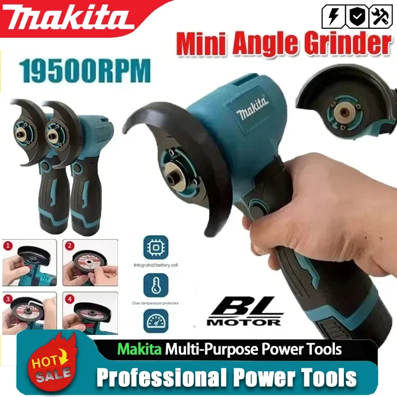 

Аккумуляторная мини-угловая шлифмашина Makita 12В с полировочным диском и алмазным отрезным кругом, беспроводная