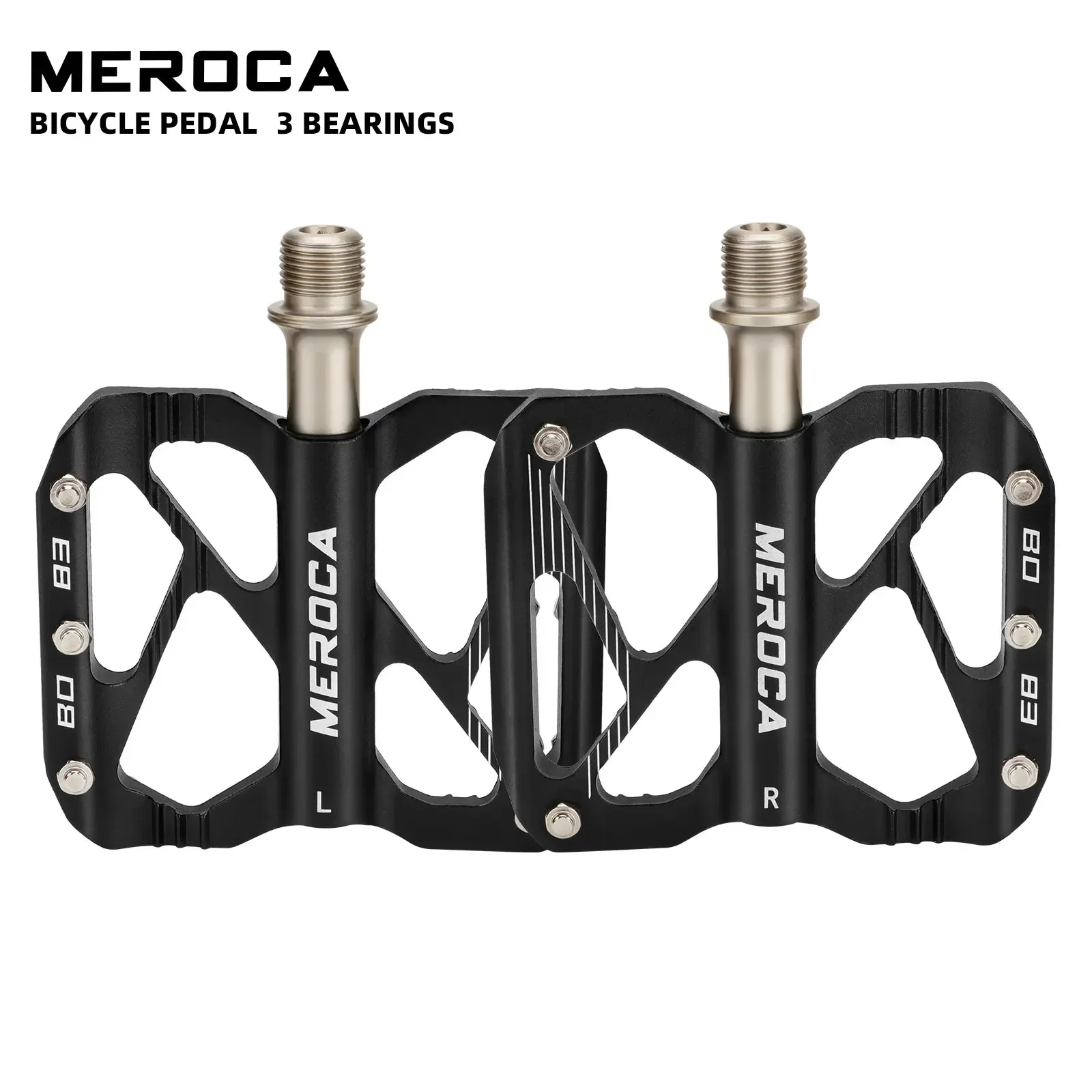 MEROCA 3-Bearing MTB Pedal Anti-Slip Widened Sealed Bearing Cnc Aluminum Alloy Mountain Bike Pedals