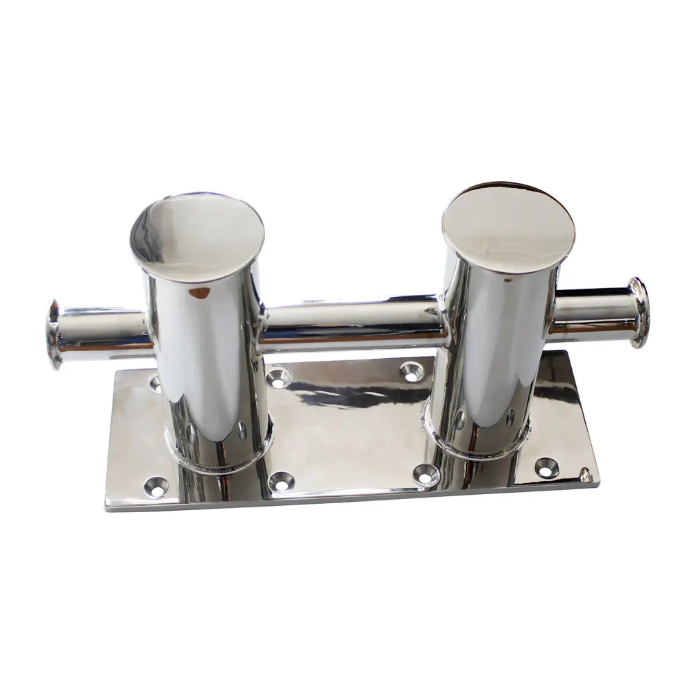 Factory Direct Heavy-Duty Double Post Double Mirror Polished Stainless Steel Boat Cross Bollard Marine Hardware