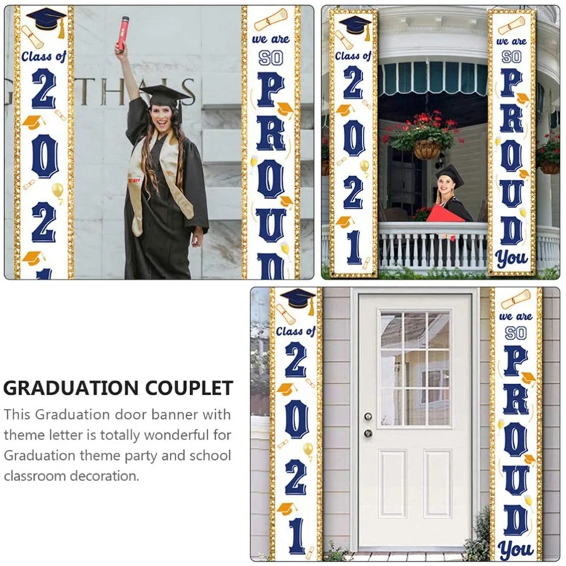 2 Pieces 2021 Graduation Porch Sign Graduation Congrats Banner Decoration For Graduation Party Grad Party Decorations