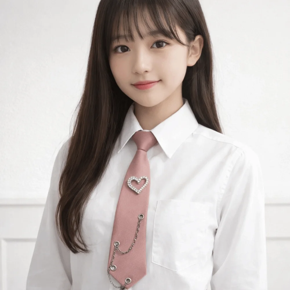 

Elegant Korean Style Love Heart Tie Black Choker Long Necktie Geometric Necklace Shirt Tie Men