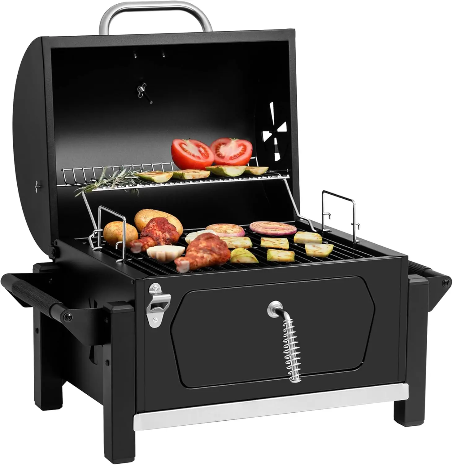 

CD1519 Tabletop Charcoal Grill with Warming Rack, Potable Charcoal Grill with 303 Sq. In Cooking Area for for Outdoor Camping an