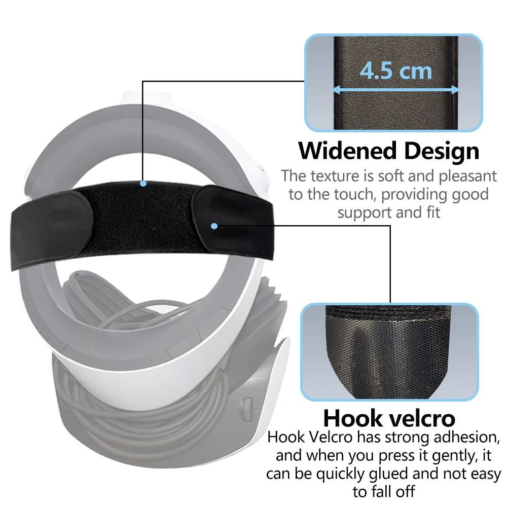 Universal PU Leather Headband Accessory for PSVR2/Pico4/Quest3/3S/2/Pro Overhead Crossbar Headband Comfortable Balanced Support