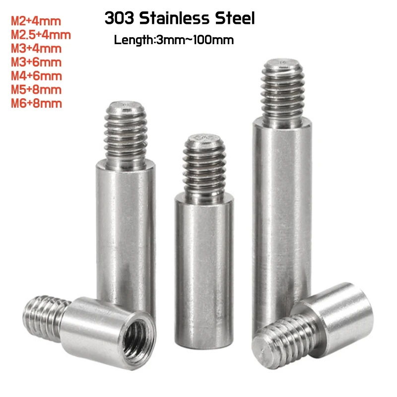 Stainless Steel Male to Female Round Standoff Motherboard Rack Stud Mount Spacer Single Head Column Screws Bolts M2M2.5M3M4M5M6
