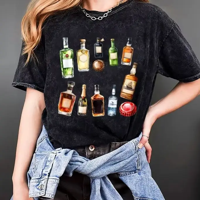 Wijnelementen, mode, zomer 2025, Y2k dames T-shirt, schattig handgeschilderd konijntje, Koreaanse grafische stijl, oversized comfort