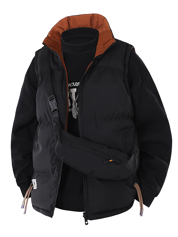 

Men's Thiened Hooded Cotton Vest Faionable Urban Sle Workwear Jaet Svel Outerwear for Autumn Winter