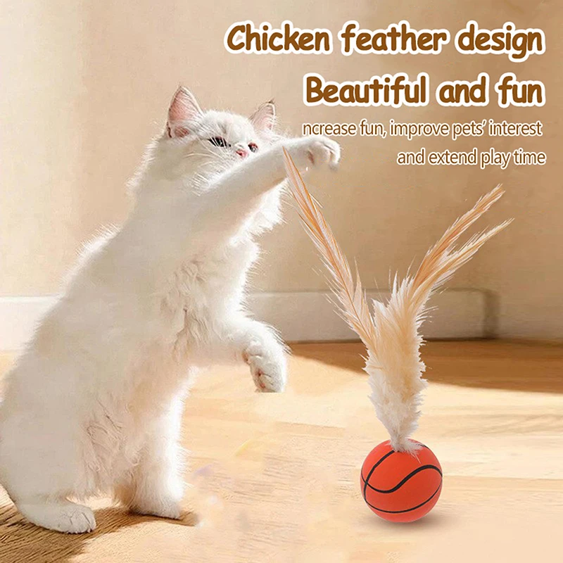 1/3Pcs Cats Rubber Ball Feather Chew Toy Pet Cats Interactive Ball Toys Kitten Chasing Natural Instincts Toy Balls Pet Supplies