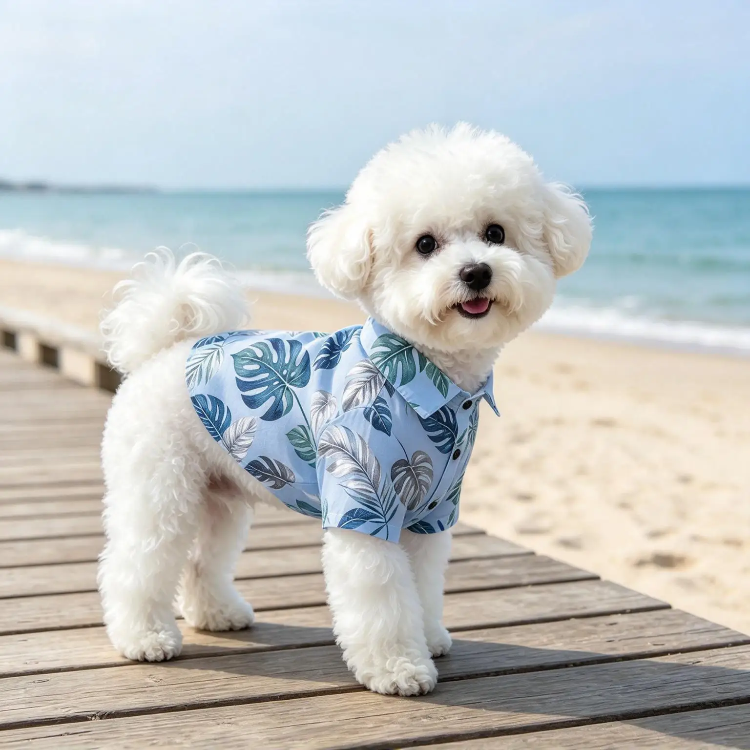 Pet Dog Shirt Beige Purple Green Monstera Leaf Print Breathable Button Up for Small Medium Dogs Tropical Theme Daily Wear
