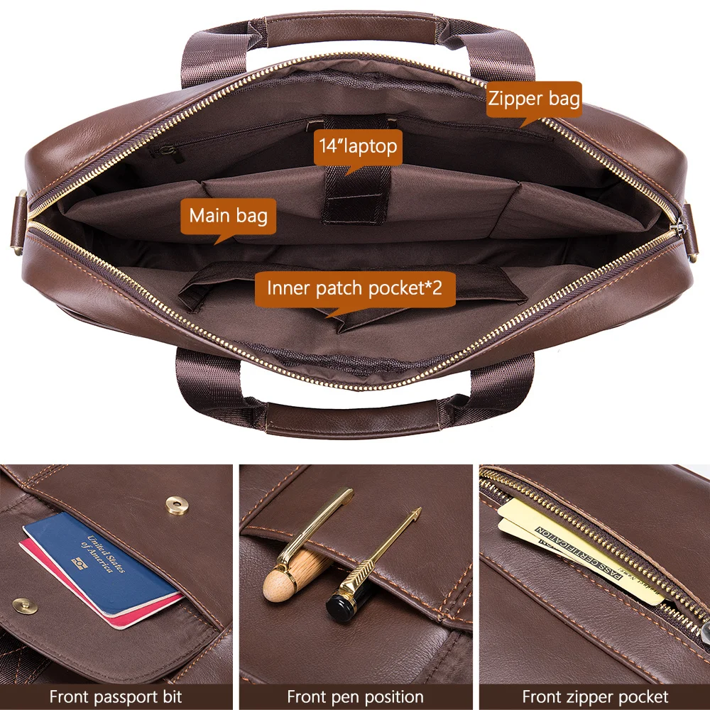 Herren Ledertaschen Mann Leder Laptop tasche für Dokument A4 Aktentasche für Teenager Männer Business Portfolio Einkaufstasche