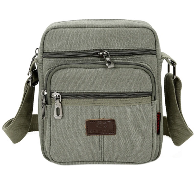 Multifunctional men\'s Shoulder Bag Flap Solid Color Casual Messenger Canvas Fashion Zipper Retro Travel men\'s Shoulder Bag