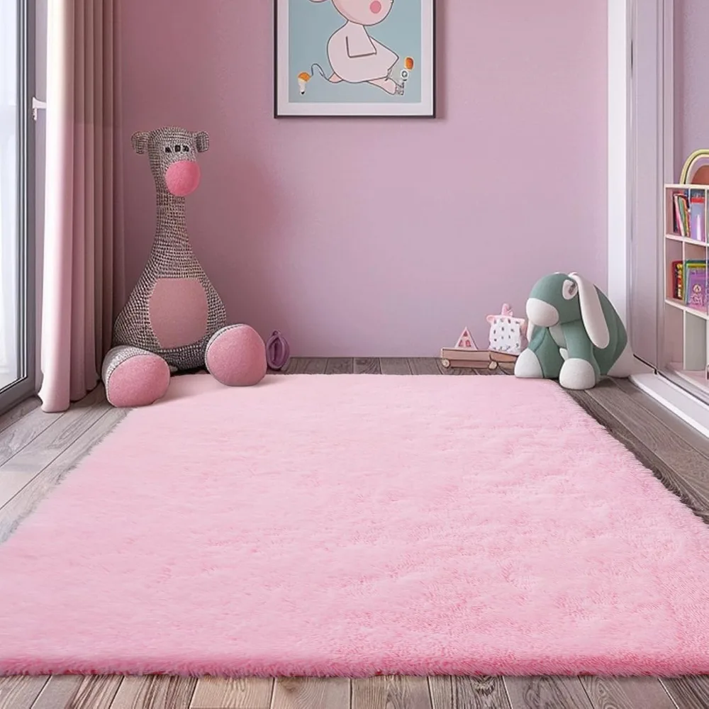 

Shag Area Rug for Bedroom 5x8,Pink Fluffy Area Rugs for Living Room,Soft Fuzzy Rug Non-Shedding Indoor Plush Carpet
