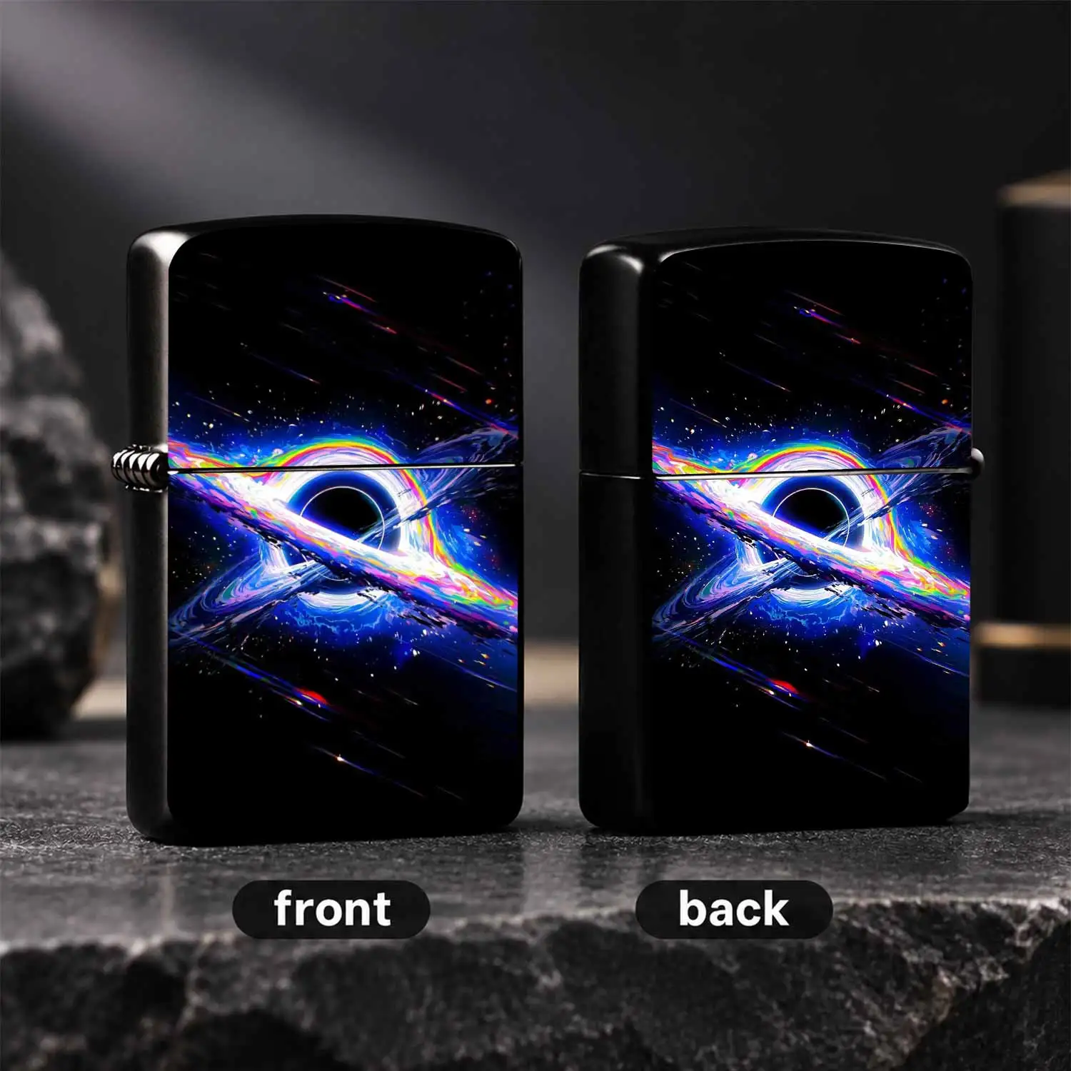 Psychedelic Rainbow Black Hole Art Lighter, Sci-Fi Interstellar Glow Themed Trendy Portable Igniter, Multi-Scenario Daily Use, Cool Creative Practical Carry-On Item For Gifting Personal Decor A Humorous And Interesting Lighter