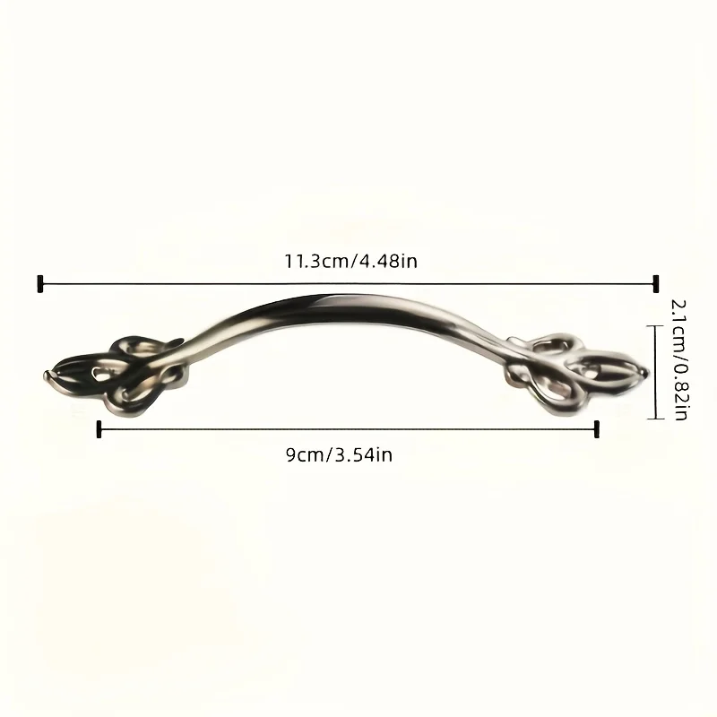 4 pieces of zinc alloy cabinet handles with floral patterns, double-sided drawer handles in a retro style