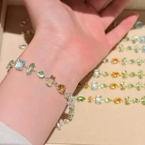 Y2K Sparkling Colorful Crystal Bracelet for Women Shiny Zircon Metal Adjustable Chain Jewelry Accessories Valentine's Day Gifts