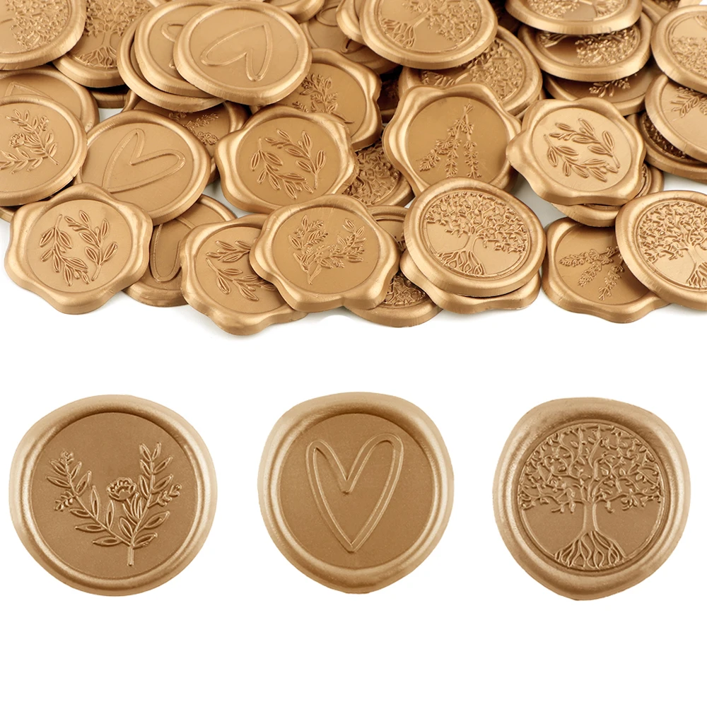 30 Olive Branch Love Tree Style Wax Seal Stickers Self-Adhesive Wedding Invitation Envelope Seal Gold Stickers